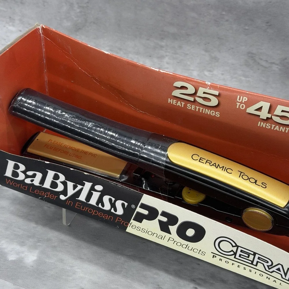 BaBylissPRO Ceramic Tools Straightening Iron, 1 Inch - Brand New - Dented Box